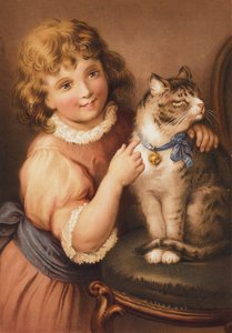Junges Mädchen mit einer Katze von English School
