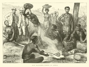 Zulu-Schmied schmiedet ein Assegai von English School