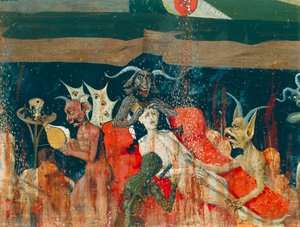 Dämonen und Verdammte in der Hölle (Detail) von Enguerrand Quarton