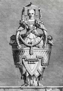 Anthropomorphische Vase, griechische Braut, Gravur von Ennemond-Alexandre Petitot aus Mascarade la Grecque, Suite des Vases und Cheminees von Ennemond Alexandre (after) Petitot