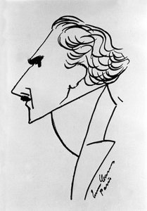 Karikatur des italienischen Dirigenten Arturo Toscanini. Zeichnung des Tenors Enrico Caruso