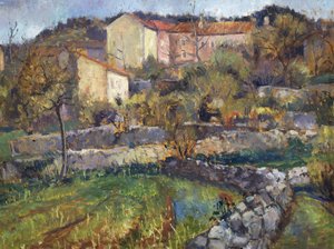 Stadt in Karst, von Enrico Fonda, Italien, 20. Jahrhundert von Enrico Fonda