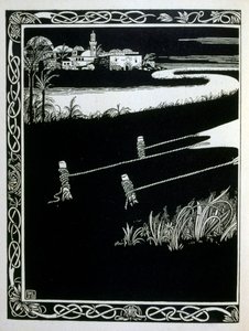 Enak vor Gemorrhe (Gomorra), aus dem Buch Juda illustriert von Ephraim Moses Lilien (1874-1925). Lilien gilt als Vater der zionistischen Ikonographie, geschaffen im Jugendstil. Er illustrierte 