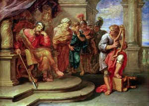 Saul hört David beim Harfenspiel zu von Erasmus Quellinus II