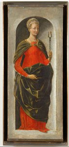 Die heilige Apollonia, rechte Säule des Altars des heiligen Vincent Ferrier, gemalt für Bologna von Francesco Cossa, vollendet von Ercole di Roberti von Ercole de Roberti