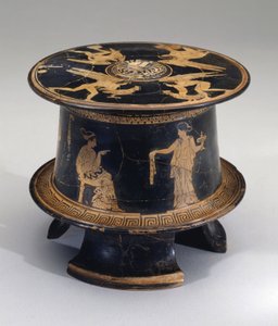 Rotfigurige Pyxis, Attisch