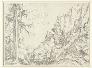 Landschaft mit einem Dorf in felsiger Tal von Erhard Altdorfer