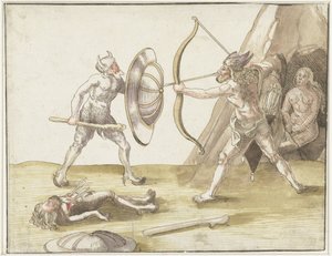 Kampf zwischen zwei Wilden von Erhard Schon