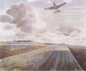 Startbahn-Perspektive, 1941, aus Britisches Abenteuer, veröffentlicht von Collins, 1947