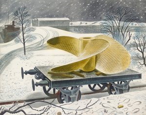 Schiffsschraube auf einem Eisenbahnwagen, frühes 20. Jahrhundert von Eric Ravilious