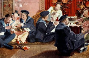 Matrosen in einem chinesischen Haus