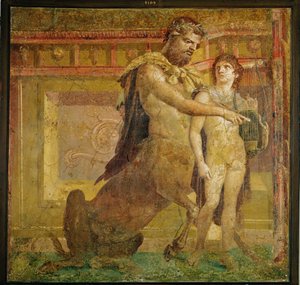 Chiron, der weise Zentaur, Lehrer der Götter und Helden, lehrt Achilles das Spielen der Lyra