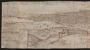 Ganzseitig: Stadtansicht: Carmona, linke Hälfte