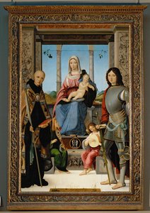 Madonna mit den Heiligen Benedikt von Nursia, Quentin und zwei Engeln von Erich Lessing