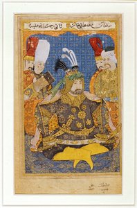 Mustafa II in Rüstung, Seite eines Albums mit Porträts osmanischer Sultane