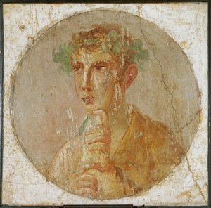 Porträt eines jungen Mannes mit Lorbeerkranz, aus Pompeji von Erich Lessing
