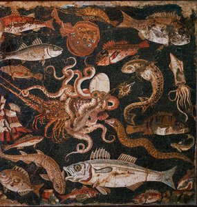 Unterwasserfauna. Mosaik aus Pompeji, Italien von Erich Lessing