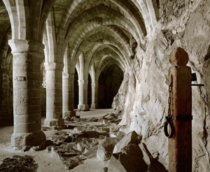 Die gotischen Gewölbe der Keller, Schloss Chillon, Schweiz
