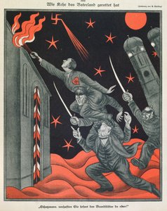 Der Fortschritt Hitlers, Illustration aus Simplicissimus von Erich Schilling
