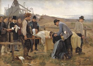 Ein verwundeter Arbeiter von Erik Henningsen