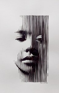 Nachdenkliches Linienkunstporträt von Erik Van Velzen