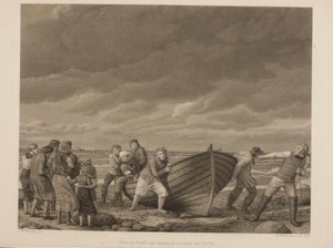 Fischer aus Hornbek retten den Kapitän von einem gestrandeten Schiff (A.1775)