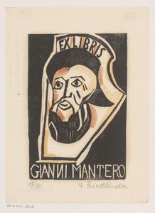 Ex Libris von Gianni Mantero von Erna Levy Friedländer (signed by artist)