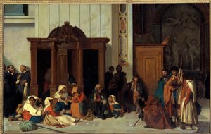 Ein Beichtstuhl in der Petersbasilika in Rom, Ostersonntag von Ernest Hillemacher
