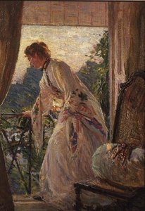 Auf dem Balkon, ein Porträt von Violet von Ernest Borough Johnson