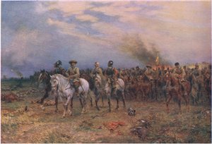 Cromwell bei Marston Moor, aus Cassells Geschichte des britischen Volkes, veröffentlicht von der Waverley Book Company Limited, ca. 1940 von Ernest Crofts