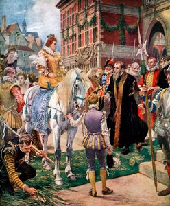 Königin Elizabeth eröffnet die Royal Exchange im Jahr 1570, um 1920 von Ernest Crofts