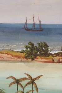Detail des Triptychons eines Atolls von Ernest Henry Griset