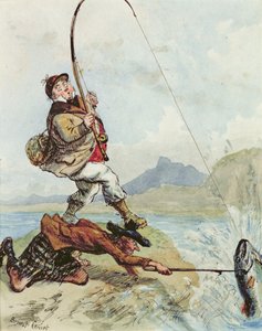 Mr. Lovejoys Urlaubsausflug in die Highlands zum Lachsfischen, aus einer Serie von acht von Ernest Henry Griset