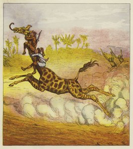 Die kühnen Brüder entkommen den Gorillas, indem sie auf einer Giraffe reiten von Ernest Henry Griset