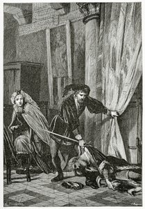 Szene aus Hamlet, 19. Jahrhundert (bw Gravur)