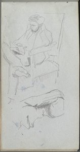 Skizzenbuch, Seite 24: Sitzende männliche Figur von Jean Louis Ernest Meissonier