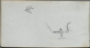 Skizzenbuch, Seite 26: Studie eines Kopfes und einer Lampe von Jean Louis Ernest Meissonier