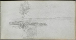 Skizzenbuch, Seite 28: Landschaftsstudie von Ernest Meissonier