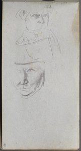 Skizzenbuch, Seite 47: Studien von drei Gesichtern von Ernest Meissonier