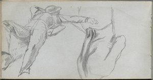 Skizzenbuch, Seite 58: Liegende Figur und Figur von hinten