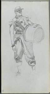 Skizzenbuch, Seite 79: Soldat mit Trommel von Jean Louis Ernest Meissonier