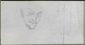 Skizzenbuch, Seite 83: Studie eines Gesichts, Beine