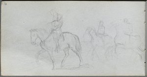 Skizzenbuch, Seite 91: Figuren zu Pferd