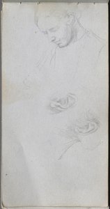 Skizzenbuch, Seite 96: Studie eines Gesichts, Ohren von Ernest Meissonier