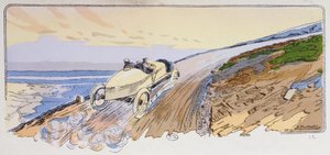 Henri Rougier in seinem Lorraine-Dietrich beim Mount Ventoux Rallye 1904, ca. 1910 von Ernest Montaut