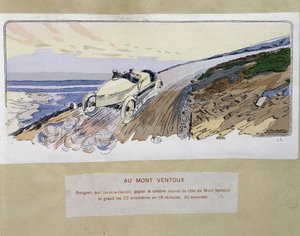 Rennen: am Mont Ventoux - Zeichnung von Ernest Montaut (1878-1909) von Ernest Montaut