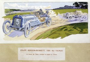 Rennen: der Gordon Bennett Cup 1904 - Zeichnung von Ernest Montaut (1878-1909) von Ernest Montaut