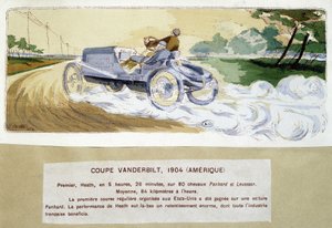 Rennen: der Vanderbilt Cup 1904 - Zeichnung von Ernest Montaut (1878-1909) von Ernest Montaut