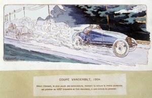 Rennen: der Vanderbilt Cup im Jahr 1904 - Zeichnung von Ernest Montaut (1878-1909) von Ernest Montaut