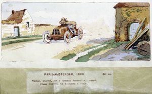 Das Paris-Amsterdam-Rennen 1898, Zeichnung von Ernest Montaut (1878-1909) von Ernest Montaut